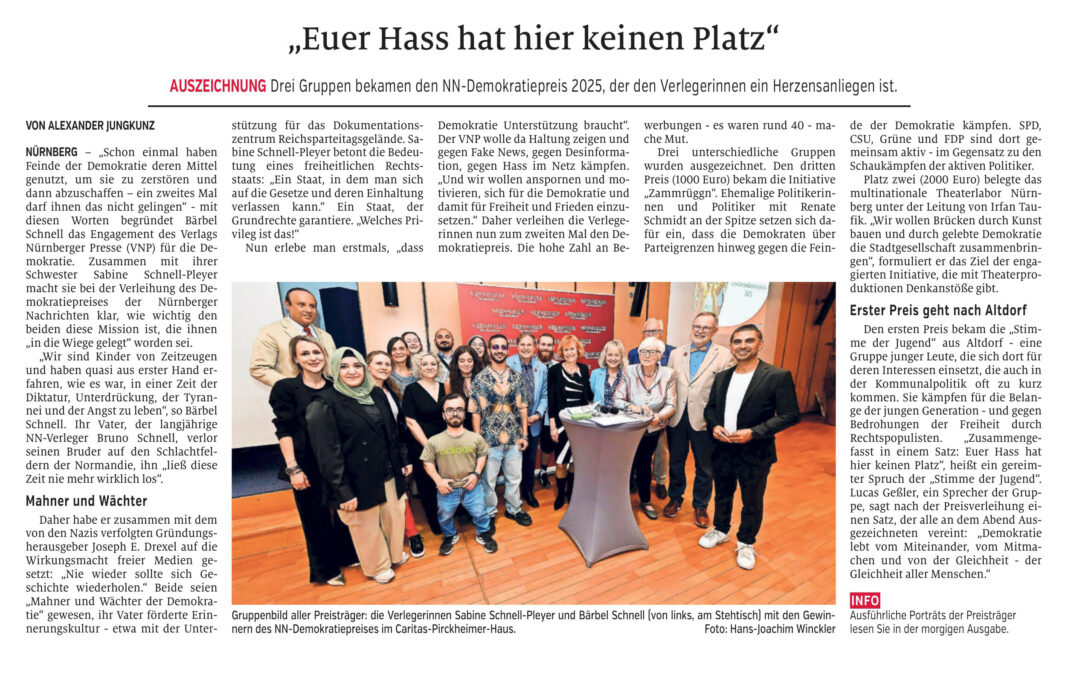 NN-Bericht zur Verleihung des Demokratiepreises NN-Bericht zur Verleihung des Demokratiepreises