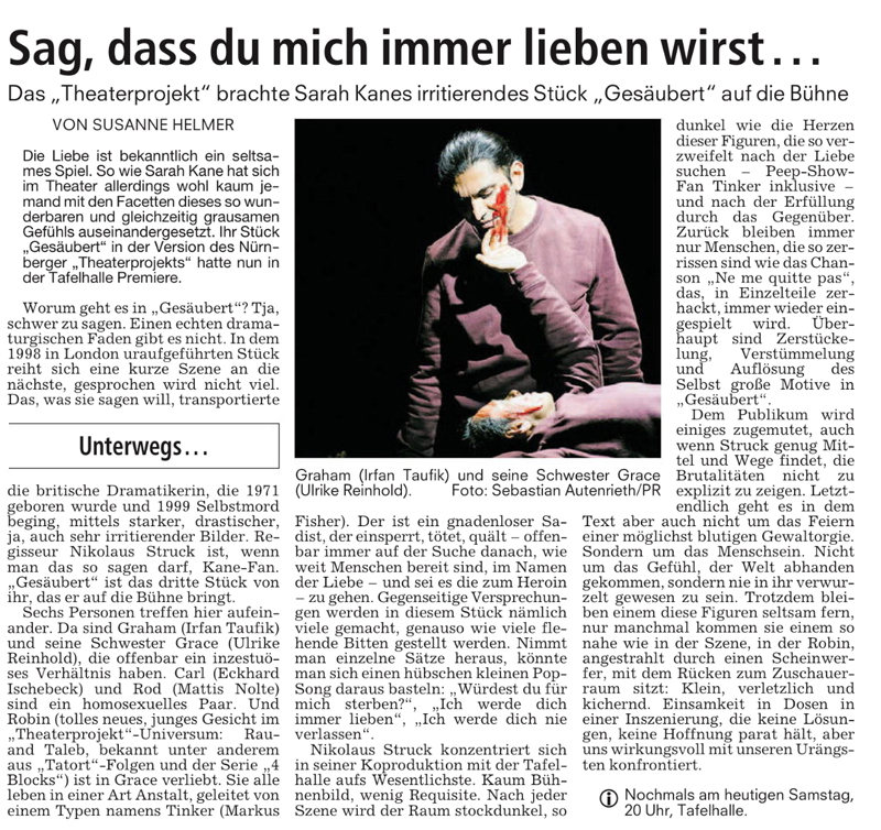 Zeitungskritik zu „Gesäubert“, Nürnberger Nachrichten, 30. März 2019