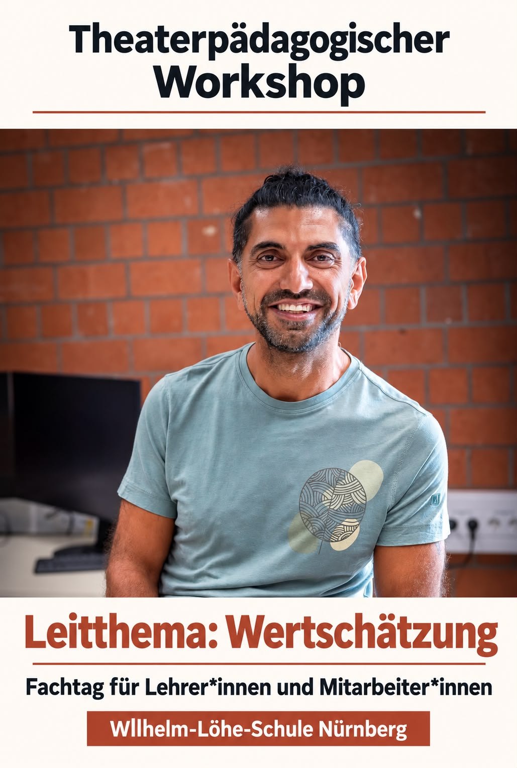 Ankündigung des theaterpädagogischen Workshops zum Leitthema Wertschätzung beim Fachtag der Wilhelm-Löhe-Schule Nürnberg